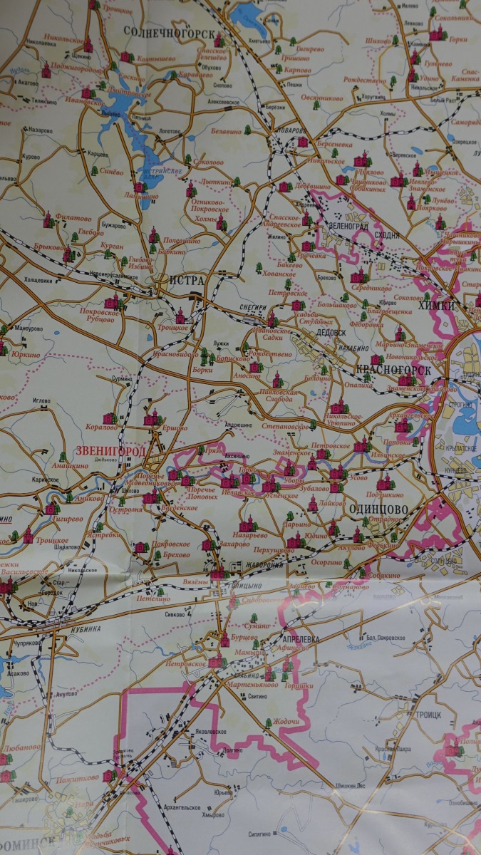 Карта расположения усадеб в Одинцовском и соседних районах
